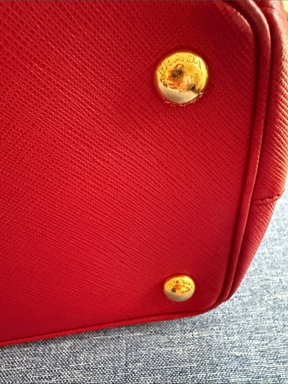 Prada Red Saffiano Leather Top-Handle Satchel with Gold Hardware - Picture 5 of 10
